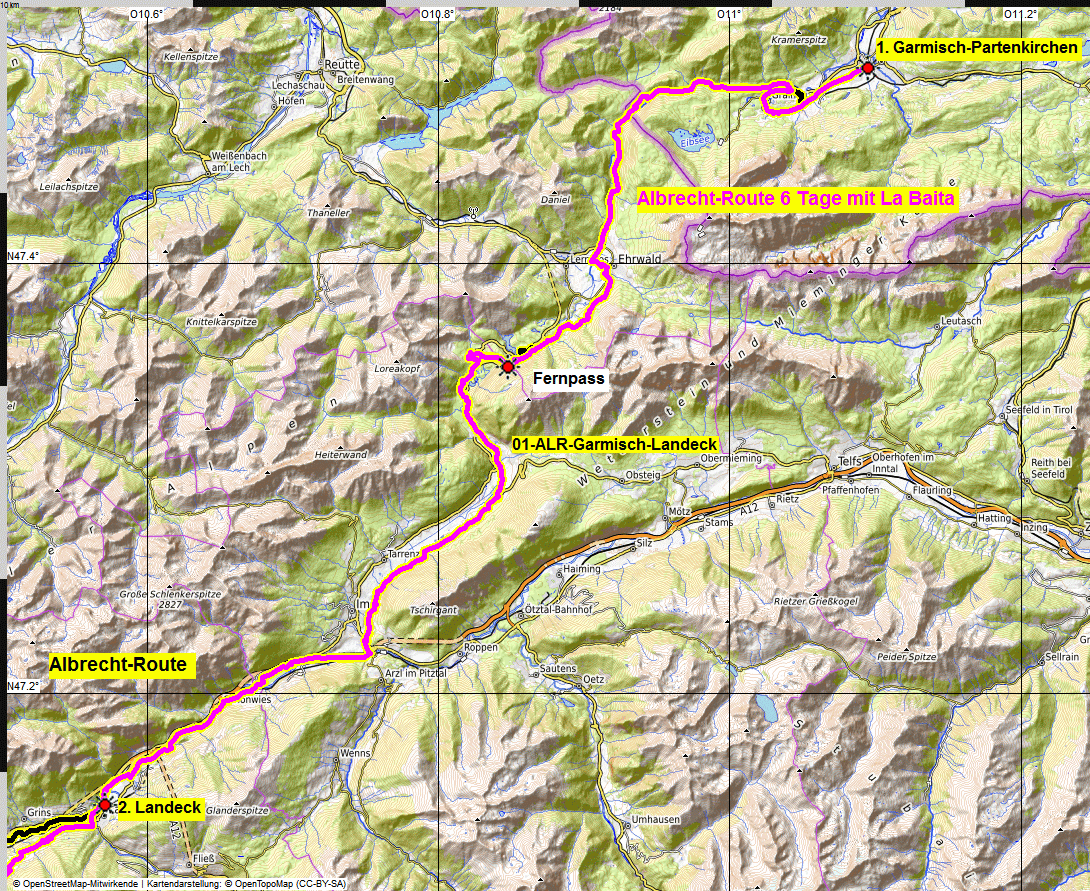 01 map albrecht route 6 Tage La Baita