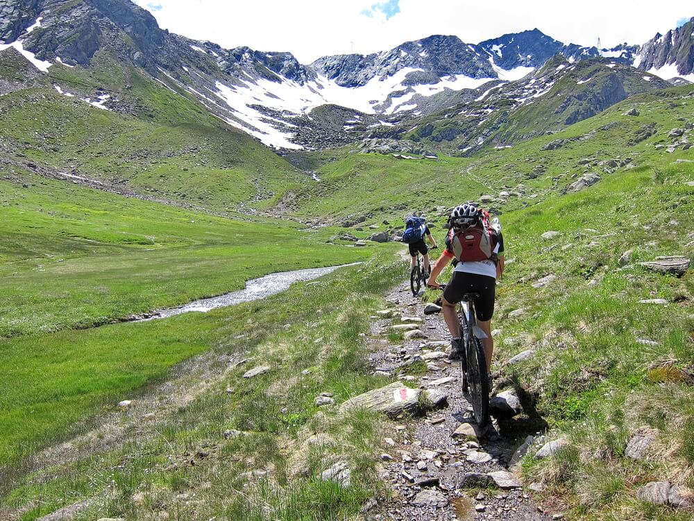 Kurze fahrbare Abschnitte beim Aufstieg zum Passo del Narét