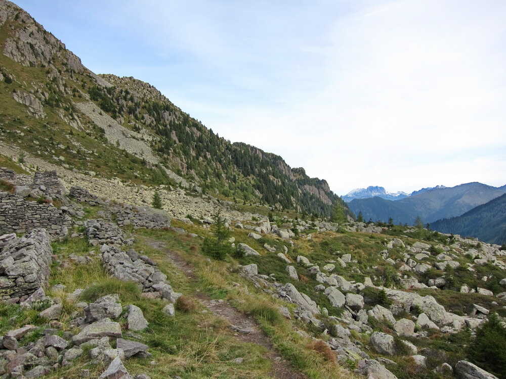 Blick vom Passo Sadole zum Cima d'Asta Massiv