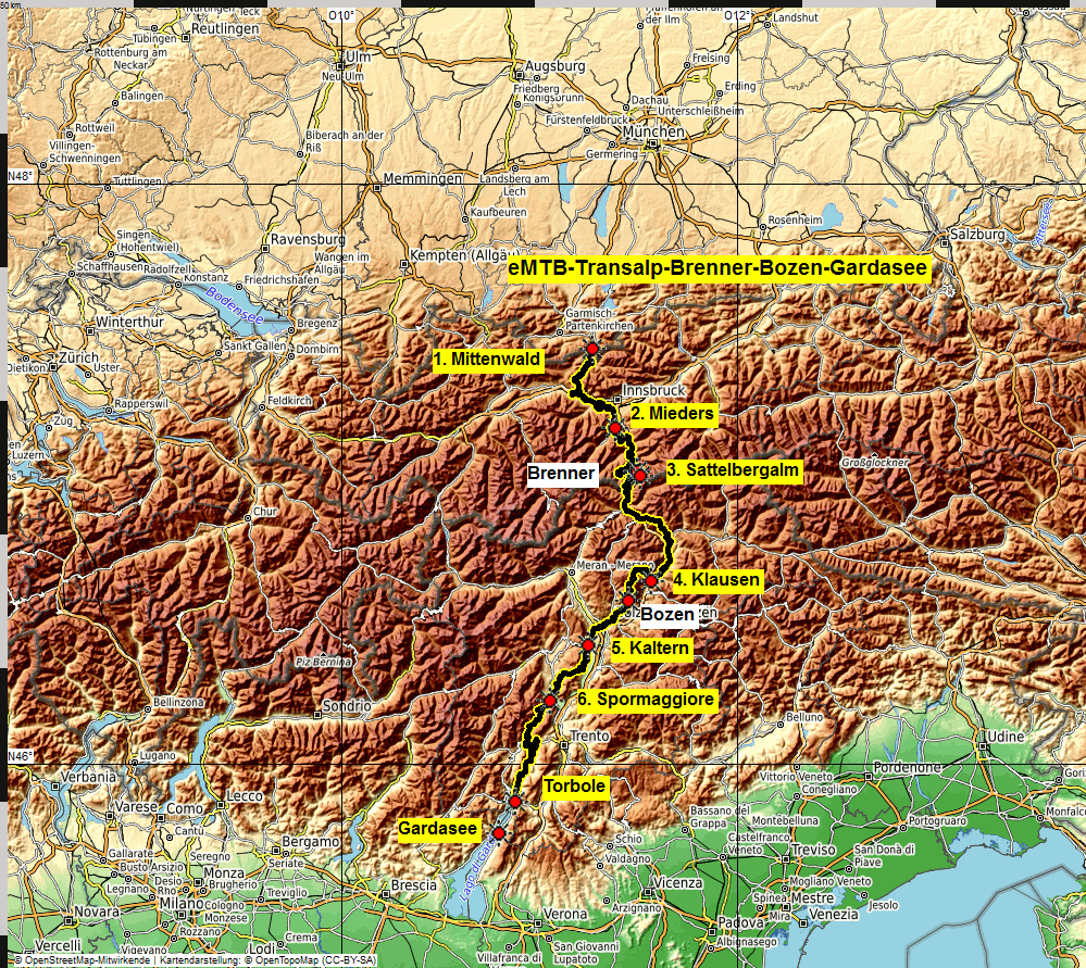 eMTB Transalp Brenner Bozen Gardasee